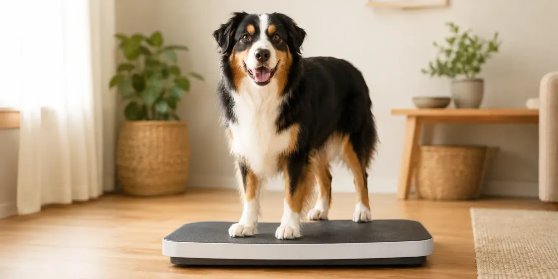 Wide platform scale for weighing dogs at home