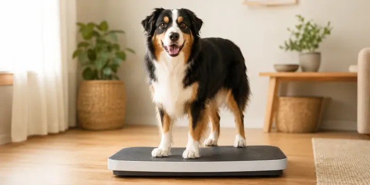 Wide platform scale for weighing dogs at home
